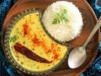 Nothing like a steaming hot plate of kadhi chawal when it's pouring outside!