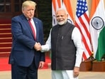 Prime Minister Narendra Modi with US President Donald Trump at Hyderabad House, in New Delhi. US President Donald Trump. Prime Minister Narendra Modi with US President Donald Trump at Hyderabad House, in New Delhi. US President Donald Trump.