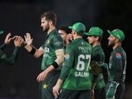 Shaheen Afridi celebrates a wicket alongside Salman Ali Agha and other teammates. Shaheen Afridi celebrates a wicket alongside Salman Ali Agha and other teammates.