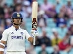 Yashasvi Jaiswal celebrates his half century on the second day of the fifth Test. (PTI) Yashasvi Jaiswal celebrates his half century on the second day of the fifth Test. (PTI)