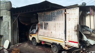 A view of a vandalised structure after the clash breaks out between two groups in Yavat village, in Pune on Friday. (ANI) A view of a vandalised structure after the clash breaks out between two groups in Yavat village, in Pune on Friday. (ANI)