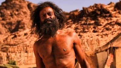 Prithviraj Sukumaran in a still from Aadujeevitham: The Goat Life. Prithviraj Sukumaran in a still from Aadujeevitham: The Goat Life.