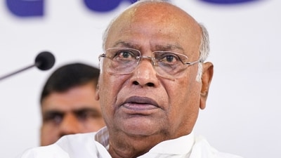 Congress President Mallikarjun Kharge said that he was “shocked” at the manner in which Central Industrial Security Force (CISF) personnel were made to enter the Well of the House during a protest (PTI) Congress President Mallikarjun Kharge said that he was “shocked” at the manner in which Central Industrial Security Force (CISF) personnel were made to enter the Well of the House during a protest (PTI)