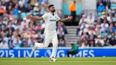 Mohammed Siraj (4/86) bowled a fiery eight-over spell, taking three wickets to lead India's fightback in the afternoon session. He then got rid of Harry Brook for 53 in the final session to become the leading wicket-taker in the series. (PTI) Mohammed Siraj (4/86) bowled a fiery eight-over spell, taking three wickets to lead India's fightback in the afternoon session. He then got rid of Harry Brook for 53 in the final session to become the leading wicket-taker in the series. (PTI)