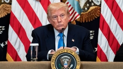 Trump said the US would position the nuclear submarines in "appropriate regions". (Bloomberg) Trump said the US would position the nuclear submarines in "appropriate regions". (Bloomberg)