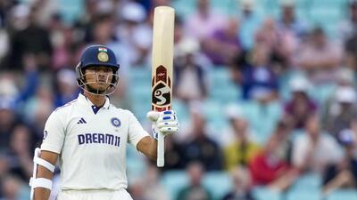 Yashasvi Jaiswal celebrates his half century on the second day of the fifth Test. (PTI) Yashasvi Jaiswal celebrates his half century on the second day of the fifth Test. (PTI)