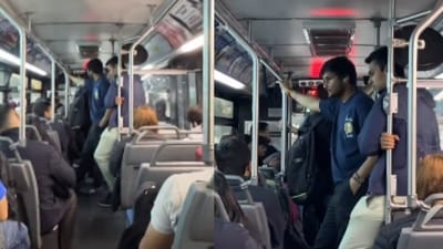 A viral video showed a vlogger surprised by the number of Indians on a New Jersey bus, calling it a direct ride to Chandigarh. (Instagram/nitishadvitiy) A viral video showed a vlogger surprised by the number of Indians on a New Jersey bus, calling it a direct ride to Chandigarh. (Instagram/nitishadvitiy)