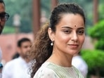BJP MP Kangana Ranaut arrives at Parliament for the monsoon session on Wednesday. (ANI)