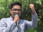 Trinamool Congress (TMC) national general secretary Abhishek Banerjee is set to virtually address over 9,000 party leaders and functionaries on August 5 (HT Photo/Samir Jana)