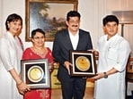 Union minister of communications and development of north eastern region, Jyotiraditya Scindia (right), and president of the KK Birla Foundation, Shobhana Bhartia (left), with professors Subi Jacob George (2nd from right) and Aditi Sen De — winners of the GD Birla Award for Scientific Research for 2023 and 2024 — in New Delhi on Friday. (HT PHOTO) Union minister of communications and development of north eastern region, Jyotiraditya Scindia (right), and president of the KK Birla Foundation, Shobhana Bhartia (left), with professors Subi Jacob George (2nd from right) and Aditi Sen De — winners of the GD Birla Award for Scientific Research for 2023 and 2024 — in New Delhi on Friday. (HT PHOTO)