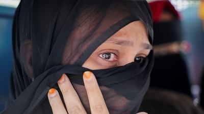 Indian citizen cries as she cant accompany her children who have Pakistan passports as they prepare to leave India after India revoked visas issued to Pakistan citizens at the Attari-Wagah border crossing near Amritsar, India, April 28, 2025. (Representative image/Reuters)