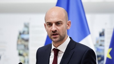 French Foreign Minister Jean-Noel Barrot looks on, during a press conference at the Foreign Ministry in Nicosia, Cyprus July 31, 2025. (Reuters)