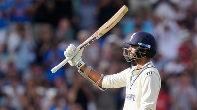 Washington Sundar have India a strong finish with a knock of 53 runs off 46 balls. India posted 396, setting a target of 374. (PTI) Washington Sundar have India a strong finish with a knock of 53 runs off 46 balls. India posted 396, setting a target of 374. (PTI)