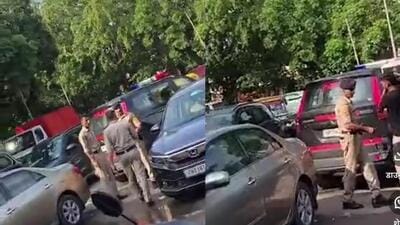 Screen grabs of the Himachal Pradesh Police personnel of Solan district after buying liquor from a shop in Chandigarh while in uniform on Friday.
