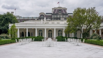 Donald Trump’s idea for the Rose Garden has been slammed on social media. Photographer: Aaron Schwartz/CNP/Bloomberg (Bloomberg)