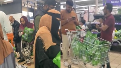 People crowded a London shop to grab Basmati rice on sale. (X/@UB1UB2) People crowded a London shop to grab Basmati rice on sale. (X/@UB1UB2)