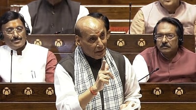 Defence Minister Rajnath Singh also warned Rahul Gandhi to ensure that he is himself out of harm's way. (Sansad TV/ANI Grab) Defence Minister Rajnath Singh also warned Rahul Gandhi to ensure that he is himself out of harm's way. (Sansad TV/ANI Grab)