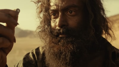 Prithviraj Sukumaran in a still from The Goat Life. Prithviraj Sukumaran in a still from The Goat Life.