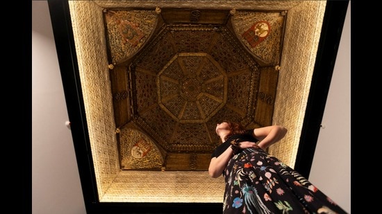 The 15th-century carved and gilded wooden ceiling from the lost Torrijos Palace in Spain. (Photo by David Parry / PA Media) The 15th-century carved and gilded wooden ceiling from the lost Torrijos Palace in Spain. (Photo by David Parry / PA Media)