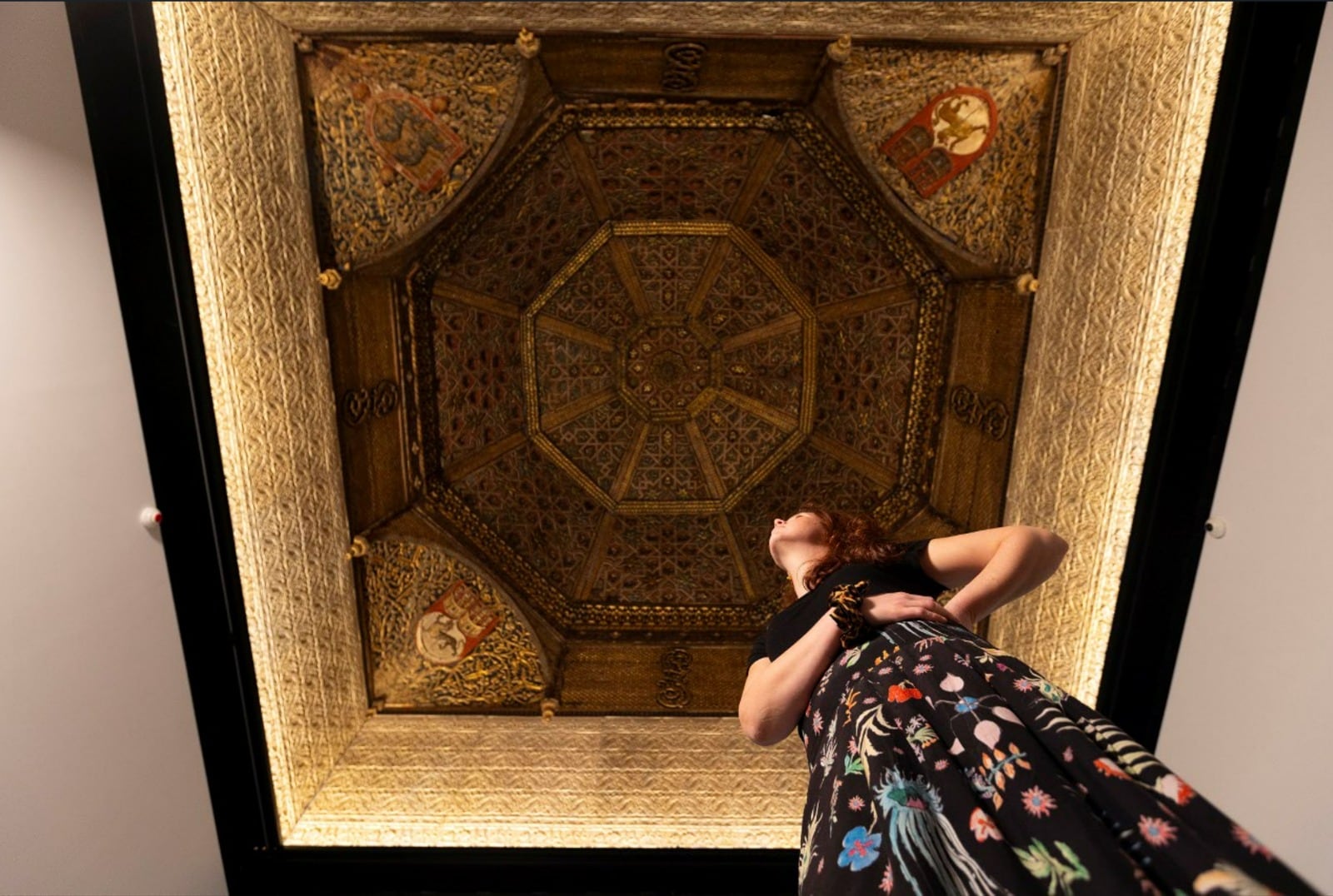 The 15th-century carved and gilded wooden ceiling from the lost Torrijos Palace in Spain. (Photo by David Parry / PA Media) The 15th-century carved and gilded wooden ceiling from the lost Torrijos Palace in Spain. (Photo by David Parry / PA Media)