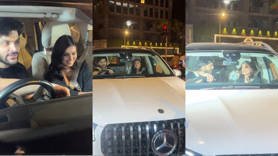 In another video, Tara and Veer were seen sitting inside a car. In another video, Tara and Veer were seen sitting inside a car.