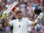 England's Joe Root celebrates his century during the fourth day of the fifth Test match between India and England, at The Oval. (PTI)
