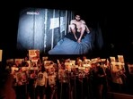 Demonstrators take part in a protest to demand the immediate release of hostages held in Gaza since the October 7, 2023, attack on Israel by Hamas and to end the war, as a video released by Hamas of hostage Evyatar David is displayed, in Tel Aviv, Israel, August 2, 2025. REUTERS/Ammar Awad NO RESALES. NO ARCHIVES