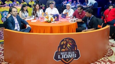 The West Delhi Lions team during the DPL 2025 men's auction. 