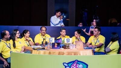 The Central Delhi Kings management team during the DPL 2025 women's auction. 