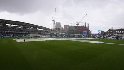 A huge downpour then effectively prevented any hope of a resumption on Sunday.&nbsp; (AP)