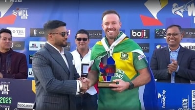 AB de Villiers scored three tons in four matches in WCL 2025 AB de Villiers scored three tons in four matches in WCL 2025