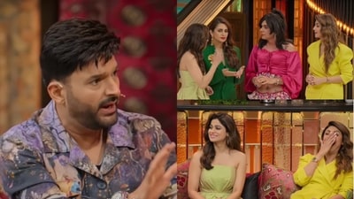 Shamita Shetty and Shilpa Shetty, Huma Qureshi with her brother Saqib Saleem and mother, grace Kapil Sharma's show. Shamita Shetty and Shilpa Shetty, Huma Qureshi with her brother Saqib Saleem and mother, grace Kapil Sharma's show.