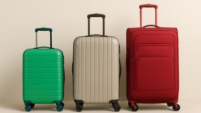 Neatly stacked luggage trolley set of 3, ready for anything from quick getaways to full-blown family travel plans. (AI genarated) Neatly stacked luggage trolley set of 3, ready for anything from quick getaways to full-blown family travel plans. (AI genarated)