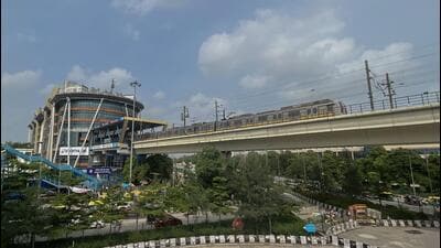 Millennium City Centre metro station in Gurugram Sector 29. (Parveen Kumar/HT Photo) Millennium City Centre metro station in Gurugram Sector 29. (Parveen Kumar/HT Photo)