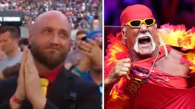 Hulk Hogan’s son Nick gets emotional as WWE pays tribute to late dad at WWE SummerSlam (@WWE/X, AP Photo/Evan Vucci, File) Hulk Hogan’s son Nick gets emotional as WWE pays tribute to late dad at WWE SummerSlam (@WWE/X, AP Photo/Evan Vucci, File)