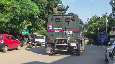 Operation continues in Akhal Devsar area of Kulgam district for the third consecutive day, on Sunday. (ANI Video Grab)