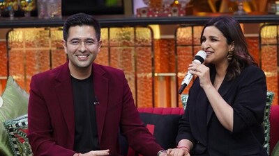 Parineeti Chopra and Raghav Chadha on The Great Indian Kapil Show. Parineeti Chopra and Raghav Chadha on The Great Indian Kapil Show.