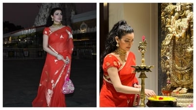 Shalini Passi wore a rich red saree to Tirupati to seek blessing for her birthday. (PC: IG/@shalini.passi) Shalini Passi wore a rich red saree to Tirupati to seek blessing for her birthday. (PC: IG/@shalini.passi)