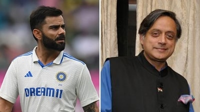 Shashi Tharoor, right, has a request for Virat Kohli (AFP Images) Shashi Tharoor, right, has a request for Virat Kohli (AFP Images)