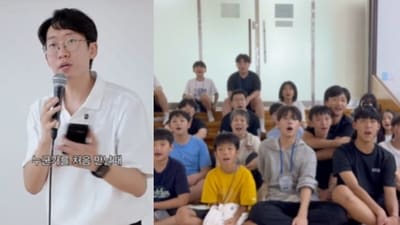 A South Korean taught Bhojpuri to a Korean group in a viral video, sparking joy online. (Instagram/40kahani) A South Korean taught Bhojpuri to a Korean group in a viral video, sparking joy online. (Instagram/40kahani)