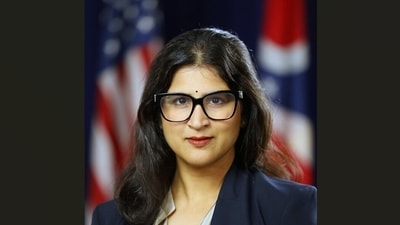 Mathura Sridharan studied law at the New York University School of Law and graduated from there in 2018. Before that, she had done bachelor and masters in engineering from MIT. (X/@OhioAG) Mathura Sridharan studied law at the New York University School of Law and graduated from there in 2018. Before that, she had done bachelor and masters in engineering from MIT. (X/@OhioAG)