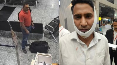 The incident occurred at Srinagar Airport last week, when the officer (L) assaulted four SpiceJet staffers, leaving them with a spinal fracture and injuries to the jaw. (Sourced) The incident occurred at Srinagar Airport last week, when the officer (L) assaulted four SpiceJet staffers, leaving them with a spinal fracture and injuries to the jaw. (Sourced)
