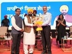 CM Bhagwant Mann and health minister Balbir Singh at an event in Chandigarh on Sunday. (HT) CM Bhagwant Mann and health minister Balbir Singh at an event in Chandigarh on Sunday. (HT)