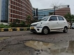 Large potholes, building cracks, and waterlogging spark alarm; LMC initiates emergency repairs and safety drive (Deepak Gupta/HT Photo) Large potholes, building cracks, and waterlogging spark alarm; LMC initiates emergency repairs and safety drive (Deepak Gupta/HT Photo)