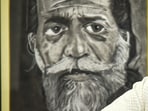 A portrait of Shibu Soren at the residence of his son and Jharkhand CM Hemant Soren. A portrait of Shibu Soren at the residence of his son and Jharkhand CM Hemant Soren.