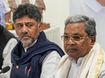 Karnataka Chief Minister Siddaramaiah with Deputy CM and state Congress President D K Shivakumar