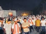 Starting from the Jain Shrine where the elephant, Mahadevi, was kept for the last 30 years, thousands walked together to the collector’s office.