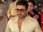 Suriya was spotted with Jyotija, Diya and Dev in Tirupati on Monday morning. Suriya was spotted with Jyotija, Diya and Dev in Tirupati on Monday morning.