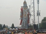 The 51-foot high idol of Lord Ram, which was inaugurated at the Hindu Heritage Center in Mississauga, Ontario, Canada on Sunday. (HT photo) The 51-foot high idol of Lord Ram, which was inaugurated at the Hindu Heritage Center in Mississauga, Ontario, Canada on Sunday. (HT photo)