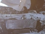 The police car was mangled beyond recognition from the impact. (HT sourced photo) The police car was mangled beyond recognition from the impact. (HT sourced photo)